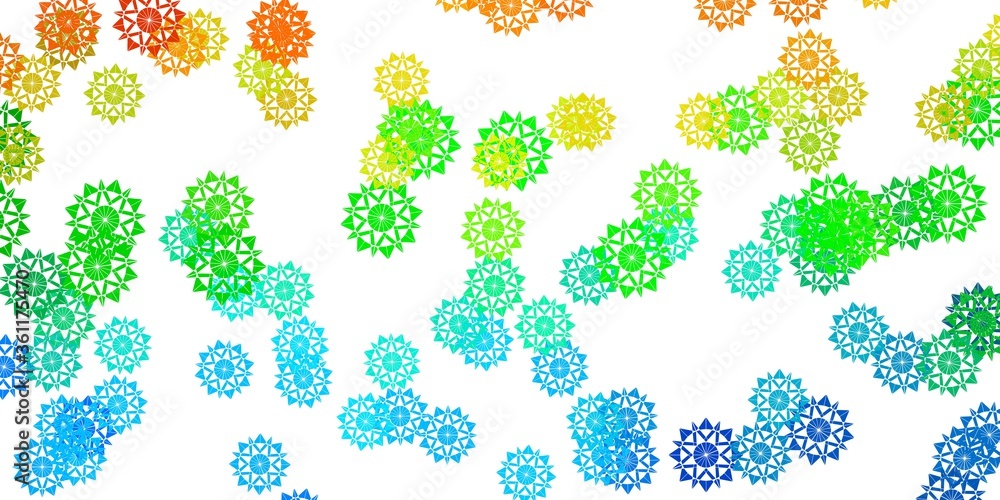 Light Blue, Yellow vector background with christmas snowflakes.
