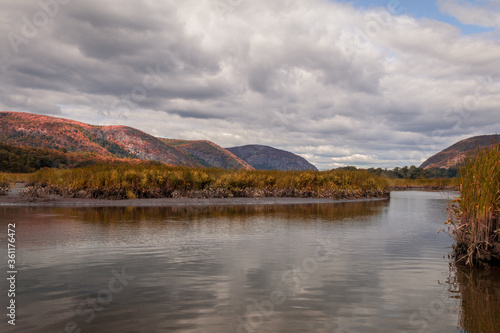 Constitution Marsh along the Hudson River, NY, with early fall foliage