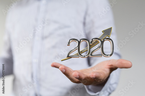 business year 2020 up goals and success illustration