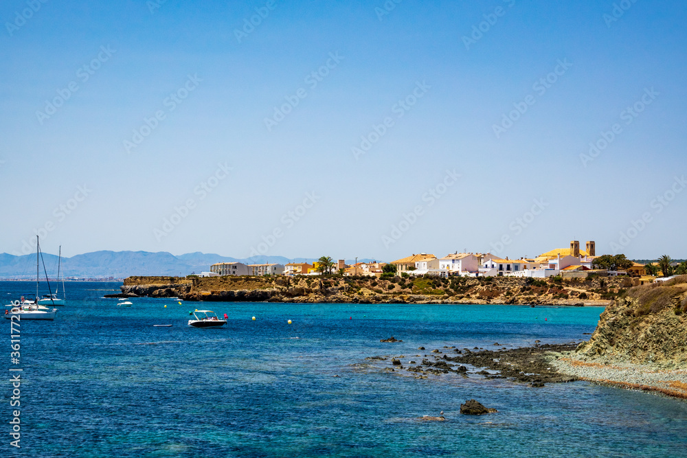 Island of Tabarca in Spain. Crystal-clear turquoise water. Province of Alicante. Spain