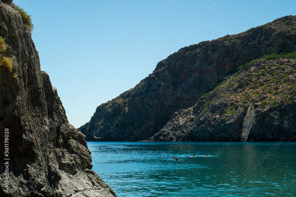 Beautiful blue clear water at Agio Farago in Crete
