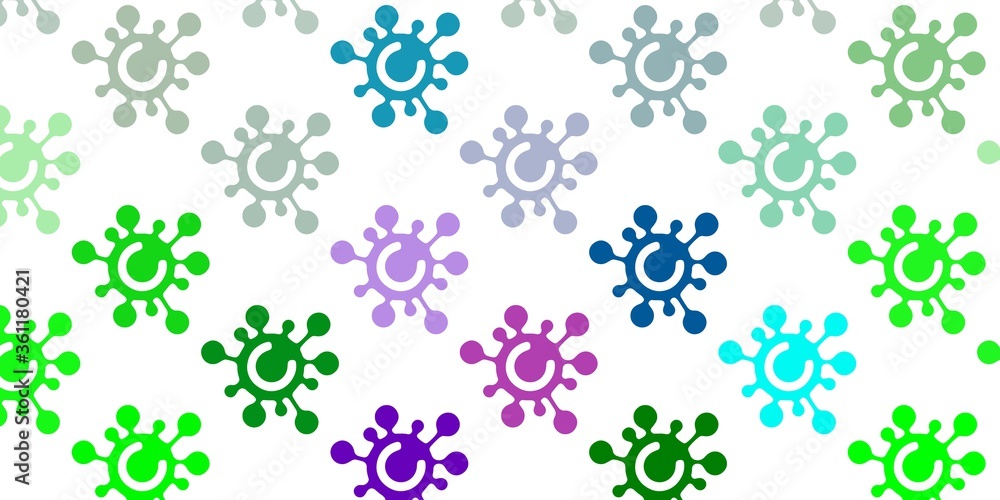 Light Multicolor vector backdrop with virus symbols.
