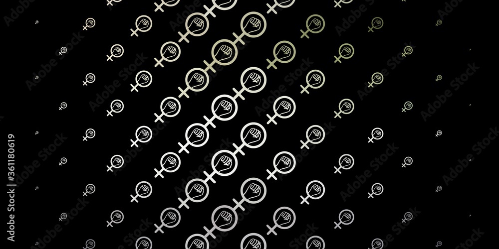 Dark Gray vector texture with women's rights symbols. Dark Gray vector texture with women's rights symbols.