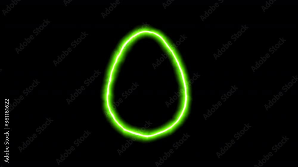 The appearance of the green neon symbol egg. Flicker, In - Out. Alpha channel Premultiplied - Matted with color black The appearance of the green neon symbol egg. Flicker, In - Out. Alpha channel Premultiplied - Matted with color black