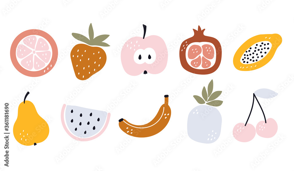 custom made wallpaper toronto digitalVector hand drawn collection of fruit for nursery decoration and baby shower