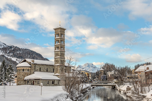 St.Karl Church in St.Moritz Bad in winter, Grisons, Switzerland
