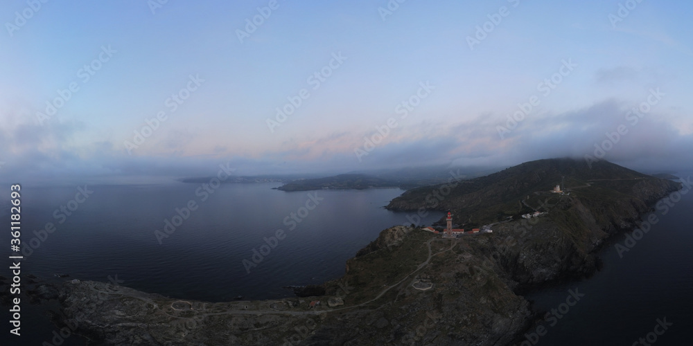 Panoramic view of the Vermeille coast on Mediterranean Sea in France
