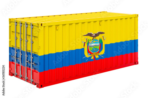 Cargo container with Ecuadorian flag, 3d rendering