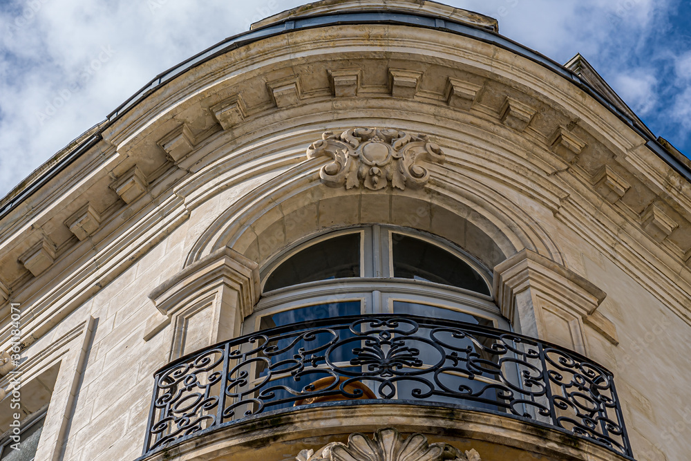 Bayonne, France. 19.06.2020 . Window and balcony. Old French building, architectural masterpiece. History art.