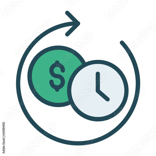 Recurring Payment Concept, invoice  schedule Vector color icon design, Business and Finance Symbol on white background 