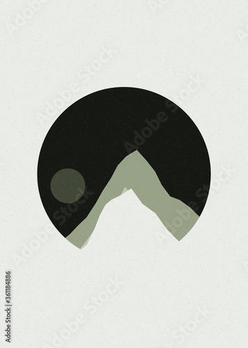Chamois color Mountains rocks silhouette art logo design illustration