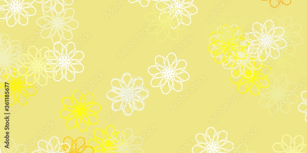 Light Red, Yellow vector doodle texture with flowers. Light Red, Yellow vector doodle texture with flowers.