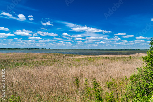 Fototapeta Naklejka Na Ścianę i Meble -  Landscape view of Luknajno lake in the Masurian Lake District, Poland.