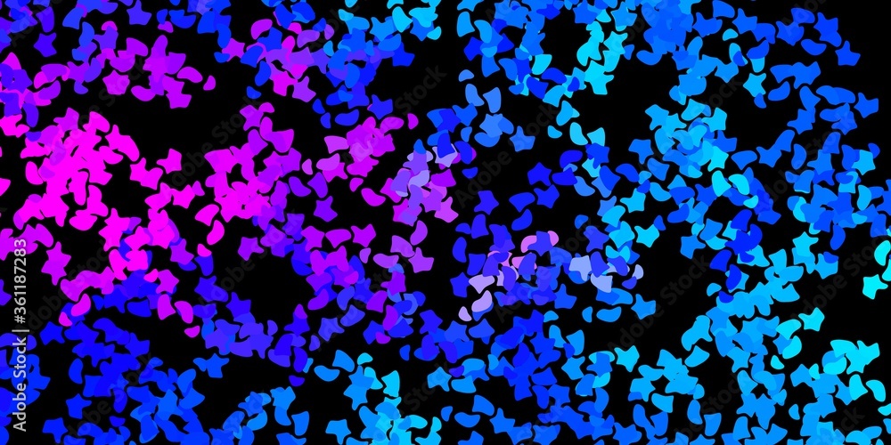 Dark pink, blue vector background with random forms.