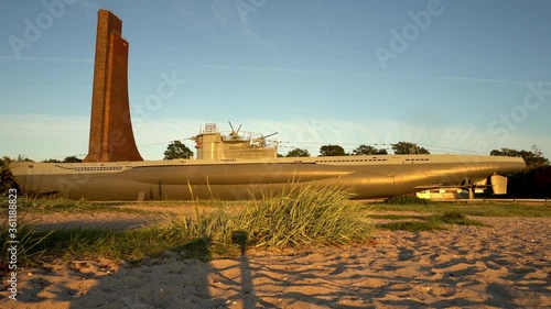 Submarine Boat at Laboe in Germany - U-Boot U 995 near Kiel at Sunset