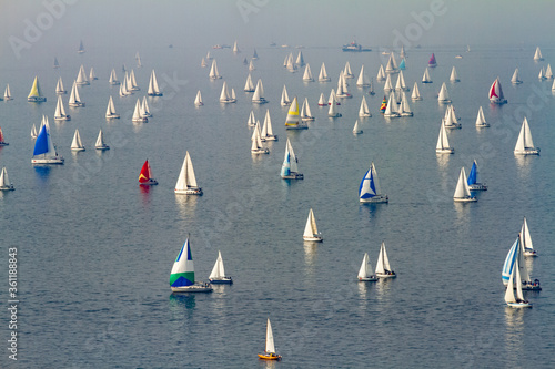 View of the famous Barcolana race in Trieste, Italy