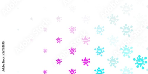 Light pink, blue vector background with covid-19 symbols.