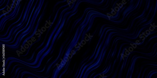 Dark BLUE vector background with curves. Colorful abstract illustration with gradient curves. Pattern for ads, commercials.