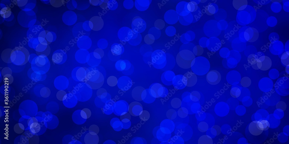 Dark BLUE vector template with circles. Modern abstract illustration with colorful circle shapes. New template for a brand book.