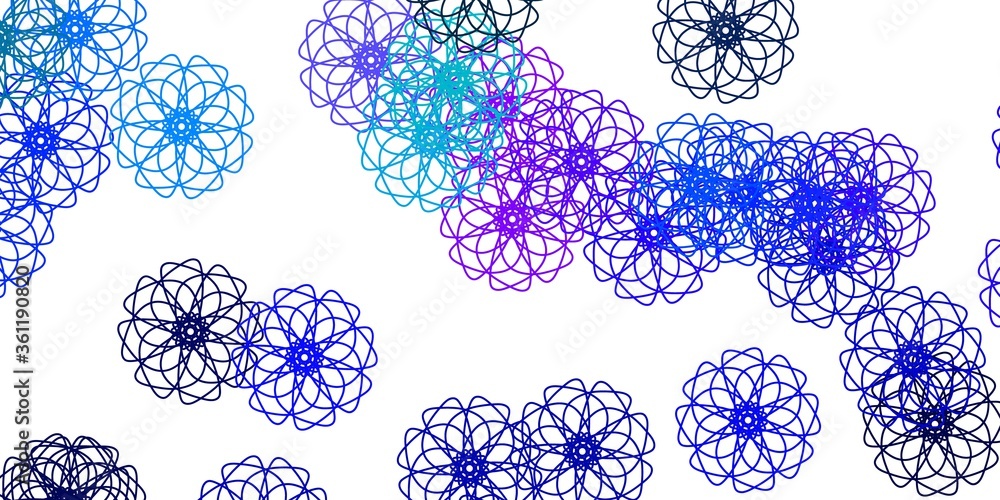 Light Blue, Red vector doodle template with flowers. Light Blue, Red vector doodle template with flowers.