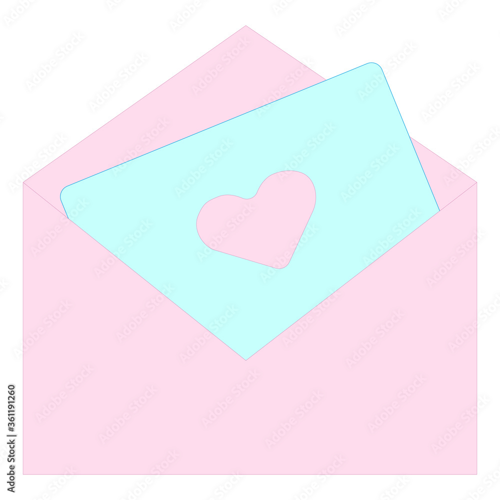 Postcard with heart vector icon. Filled flat sign for mobile concept and web design. Mail colorful flat icon. Beautiful message symbol for wedding, invitation, greeting card. Letter heart vector icon