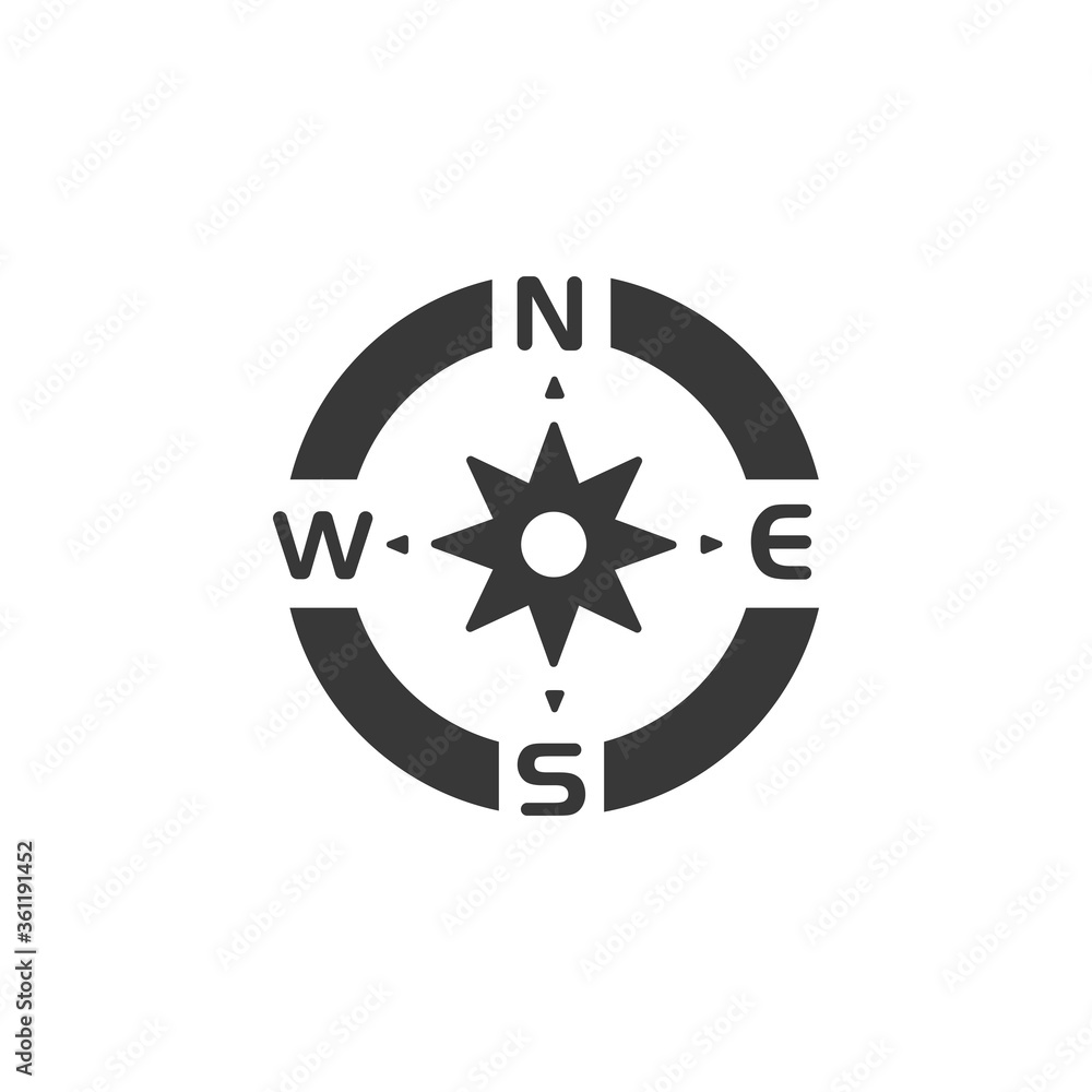 Compass. Wind rose sign. Icon. Weather and map glyph vector illustration Compass. Wind rose sign. Icon. Weather and map glyph vector illustration