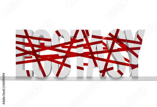 3D letters spelling out the word ecstasy wrapped in red tape photo