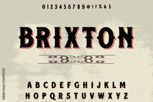 typography vector, vintage font, letters and numbers, alphabet design