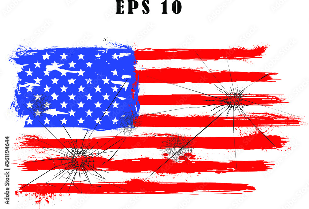 USA Flag. Distressed american bullet flag, patriot, military ...