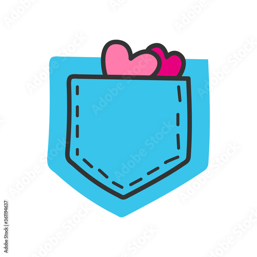 Vector illustration of jeans pocket with two hearts photo