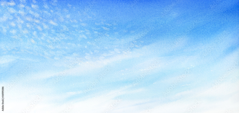 秋空 うろこ雲 水彩イラスト 秋空 うろこ雲 水彩イラスト