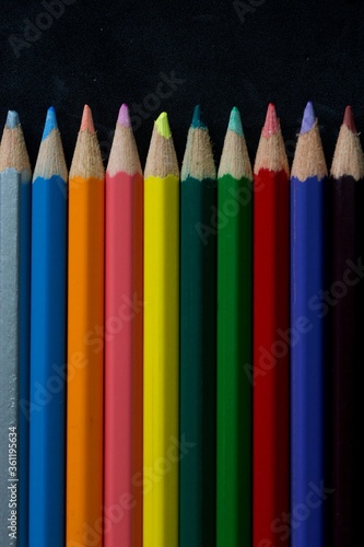 colored pencil  on black background