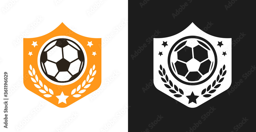 Logo, badge or label for football sport. Design templates emblem for soccer match, tournament, championship. Minimalistic vector illustration. Logo, badge or label for football sport. Design templates emblem for soccer match, tournament, championship. Minimalistic vector illustration.