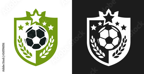 Logo, badge or label for football sport. Design templates emblem for soccer match, tournament, championship. Minimalistic vector illustration.