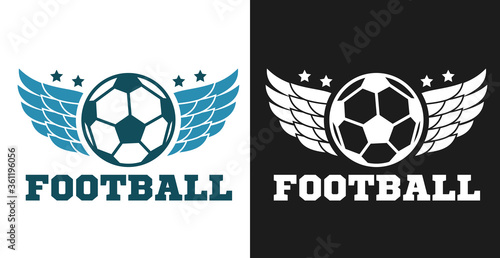 Logo, badge or label for football sport. Design templates emblem for soccer match, tournament, championship. Minimalistic vector illustration.