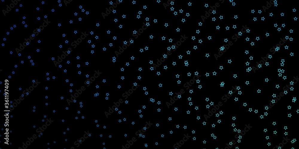 Obraz premium Dark BLUE vector texture with beautiful stars. Colorful illustration with abstract gradient stars. Theme for cell phones.