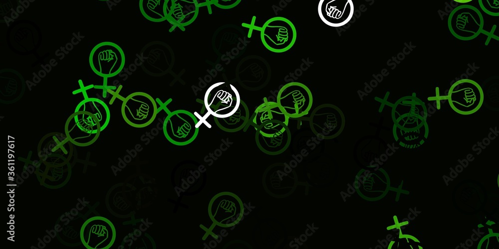 Light Green vector pattern with feminism elements. Light Green vector pattern with feminism elements.