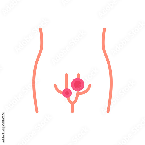 male genital herpes flat icon, vector color illustration