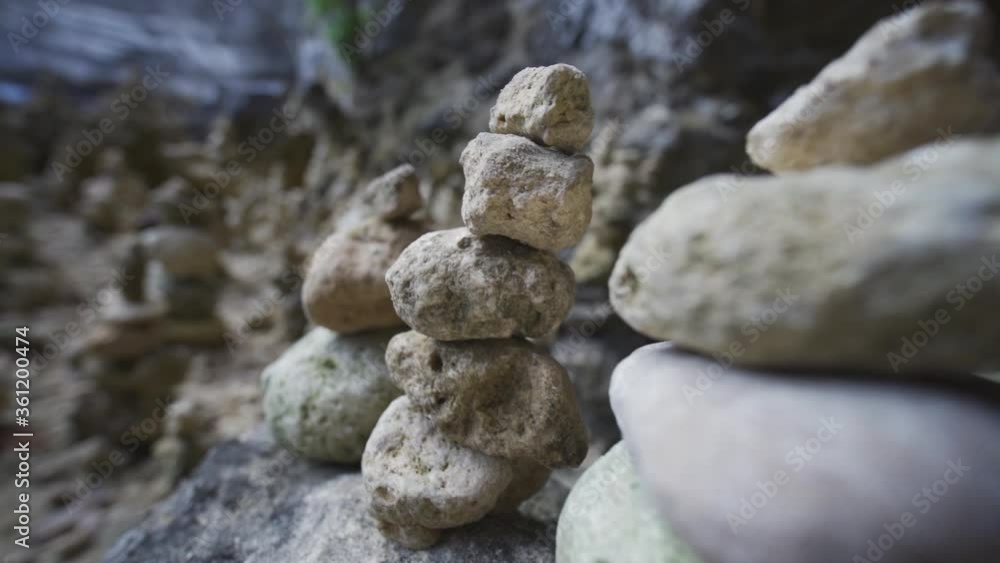 Closeup Shot of Rocks Piled Vertically in an Entire Row Closeup Shot of Rocks Piled Vertically in an Entire Row