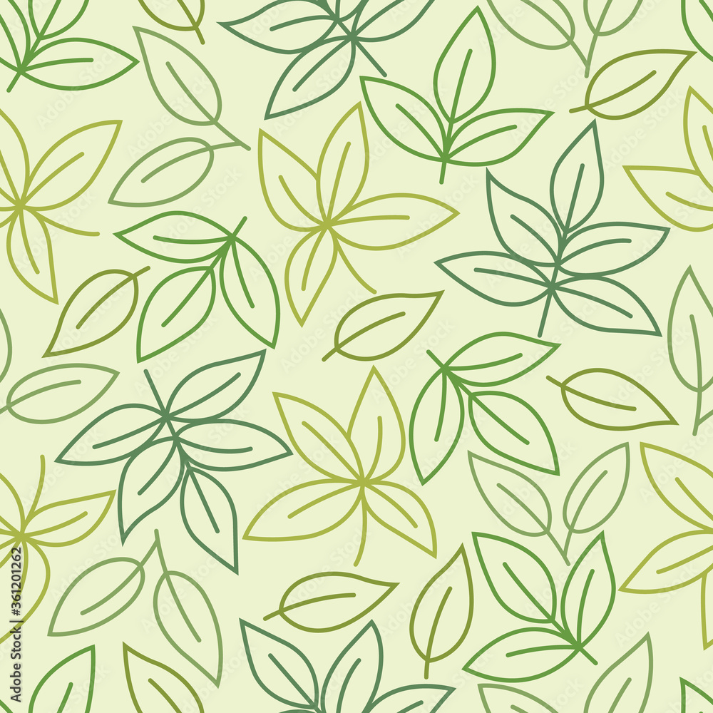 Leaf texture plants seamless pattern background. Perfect for garden and foliage themed backgrounds, nature wallpaper, herbal packaging, scrapbooking, or giftwrap projects. Surface pattern design.