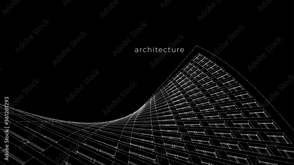 Obraz Abstract Vector illustration. 3D abstract futuristic design for business presentation. 3D architectural background for banner, booklet, poster. Intelligence artificial