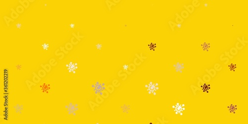 Light Green, Yellow vector pattern with coronavirus elements.