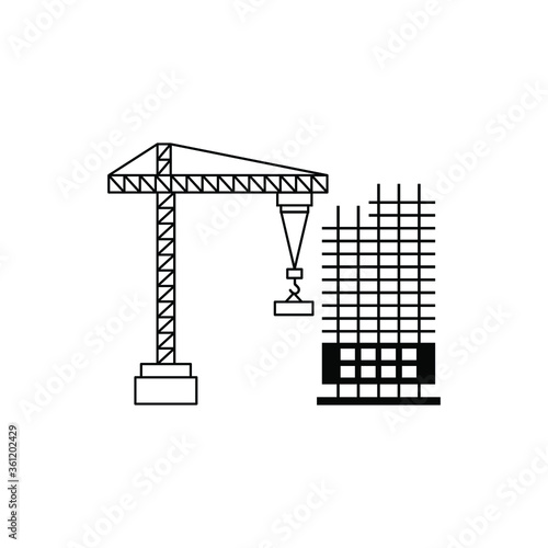 crane construction icon vector sign symbol isolated