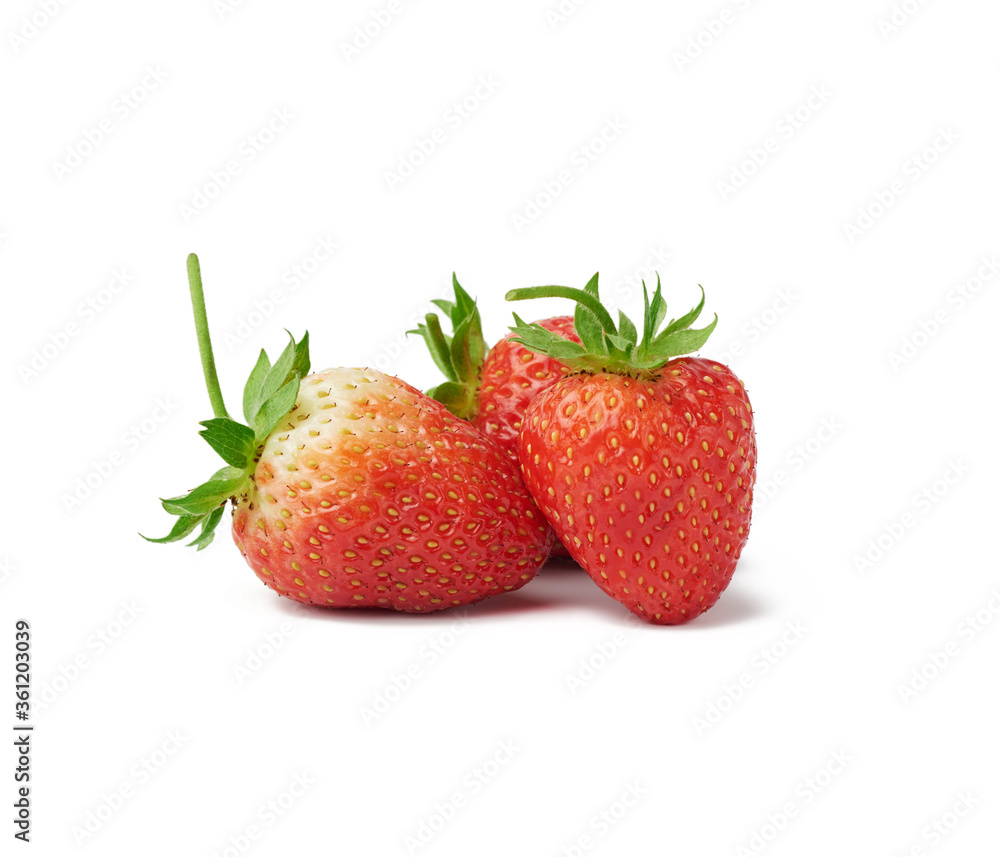 whole ripe red strawberries isolated on a white background whole ripe red strawberries isolated on a white background