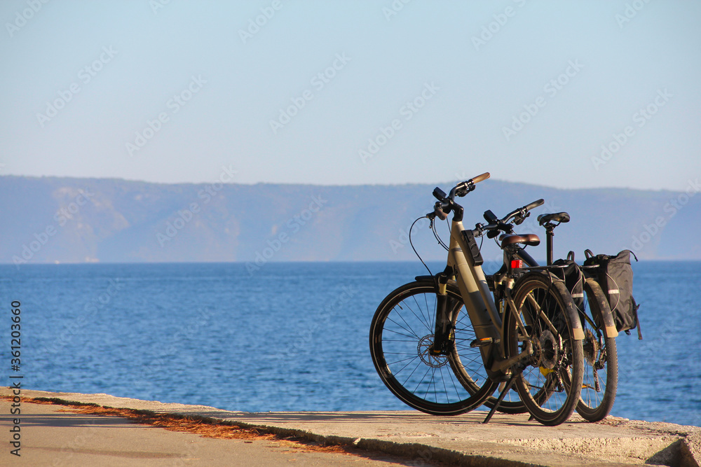 Two bike near the sea