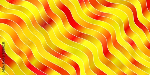 Light Orange vector backdrop with bent lines. Abstract gradient illustration with wry lines. Best design for your posters, banners.