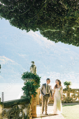 portrait of Gorgeous wedding couple in Italy