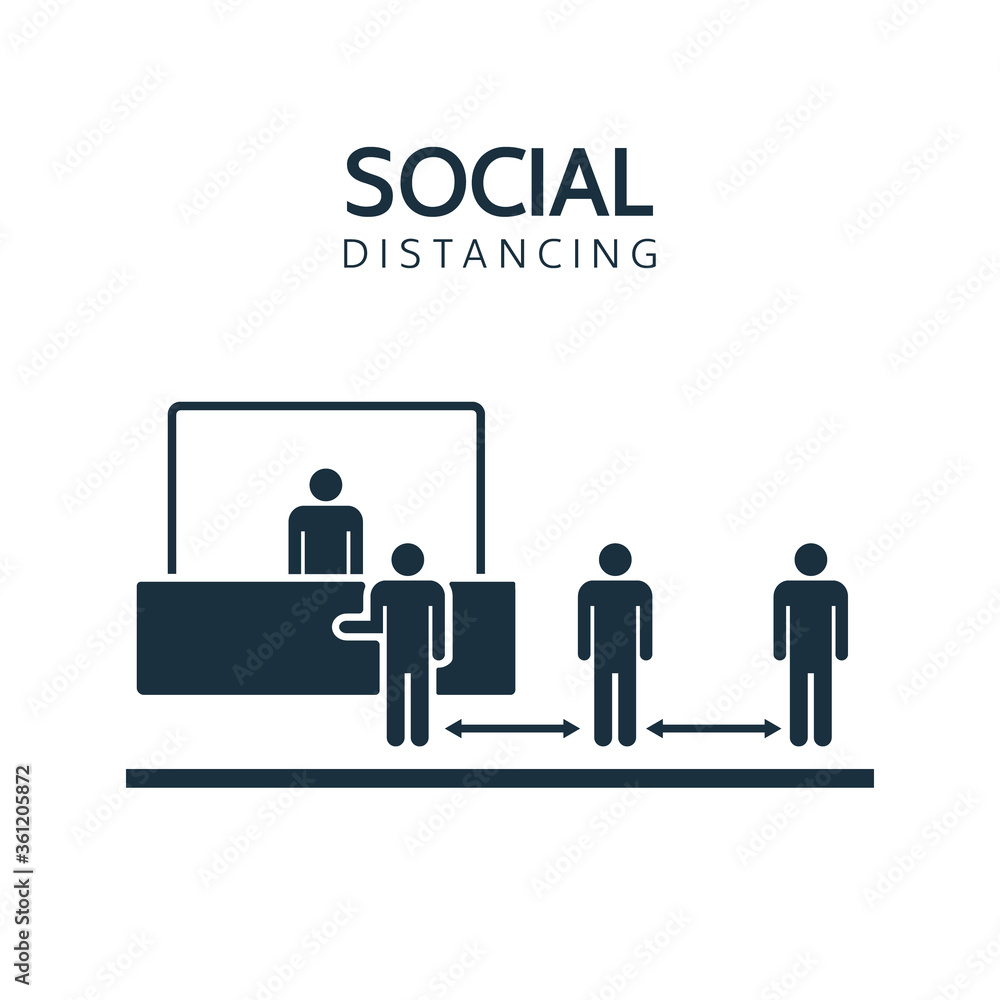 People in a que with social distancing People in a que with social distancing