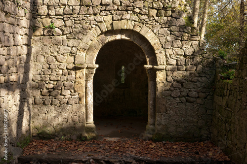 An old romanesque doorway at the Castelo dos Mouros (The Moors Castle) at Sintra, Portugal, Europe - 16th November 2010 photo