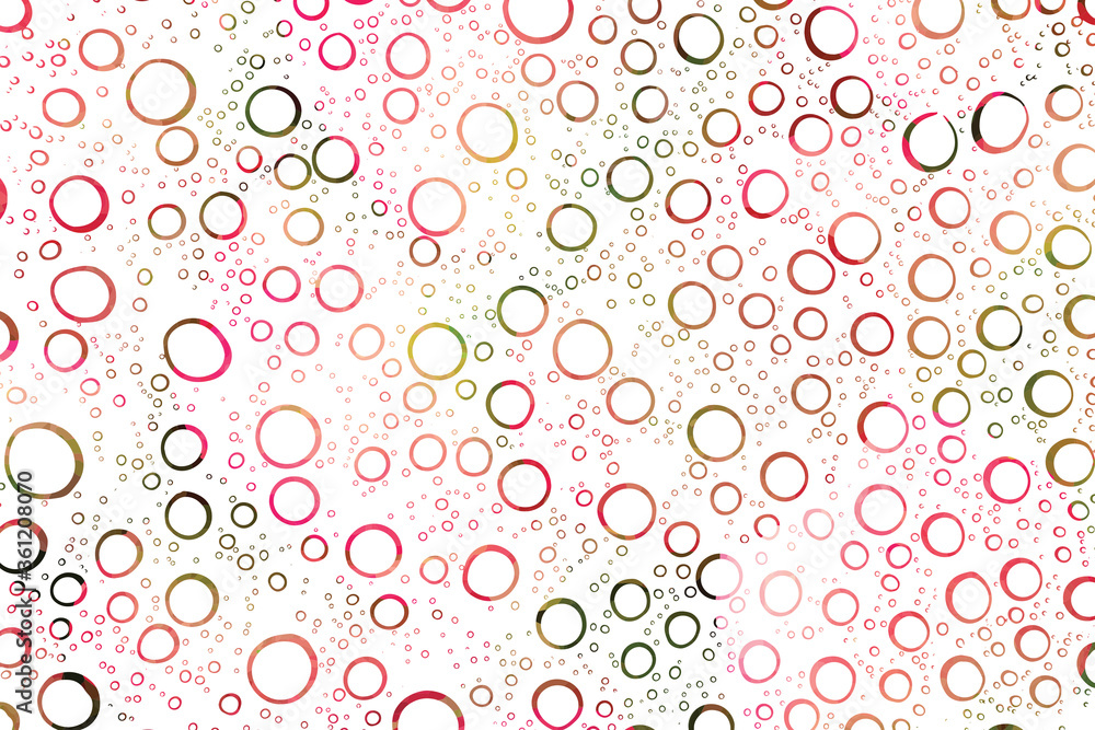 Fun abstract background of colorful bubbles. Illustration of bright colorful circles isolated on white background.